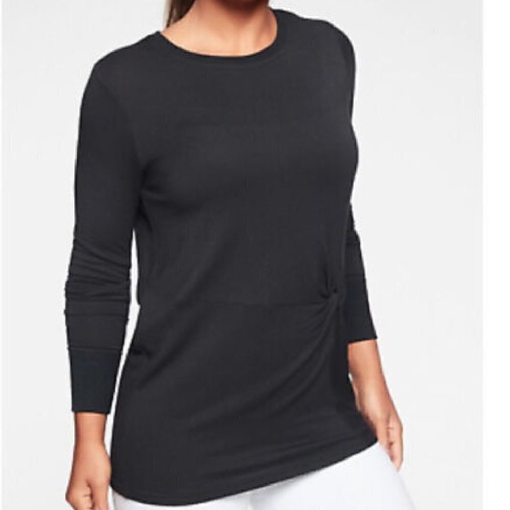 Athleta Nirvana Twist Front Clarity Sweatshirt, Black, Size S